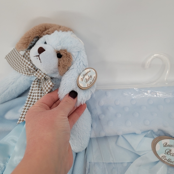 Bearington Baby Collection NEW Blue Dotted Lovey and Blanket Set - Picture 4 of 4